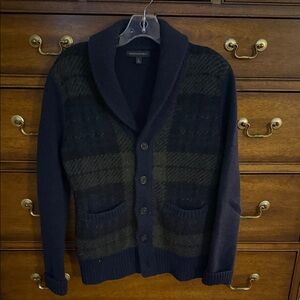 Banana Republic Men's Dark Plaid Cardigan